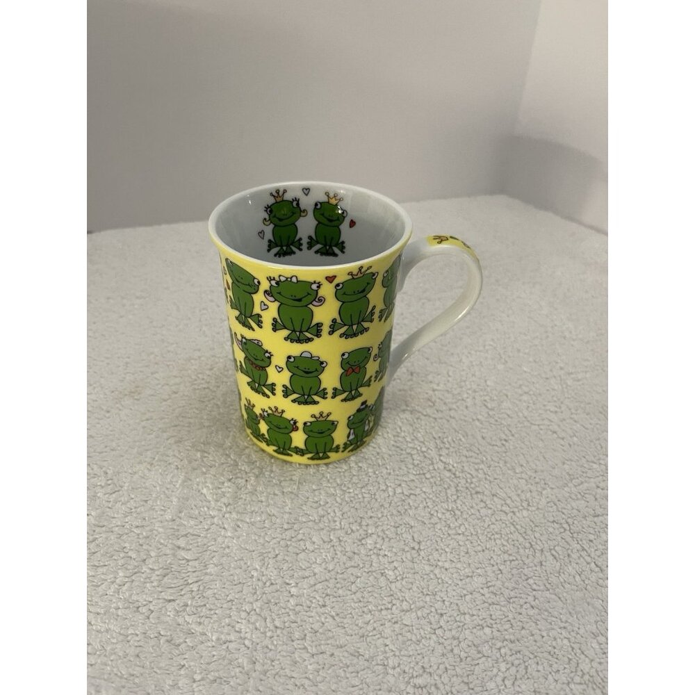 Konnitz Porcelain Coffee Tea Cup Mug Multiple Frogs, 8 oz., 4” Tall